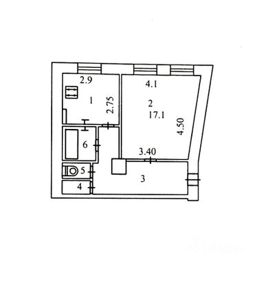 Продажа 1-комнатной квартиры 39,9 м², 3/5 этаж