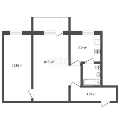 Продажа 2-комнатной квартиры 44,4 м², 5/5 этаж