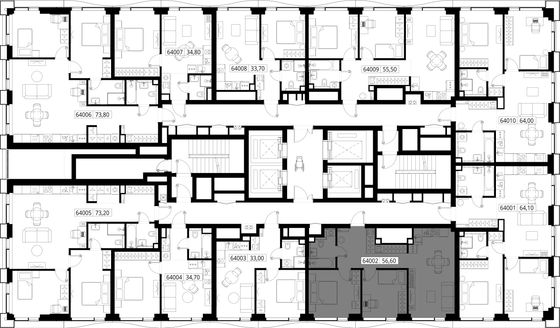 Продажа 2-комнатной квартиры 56,6 м², 40/48 этаж