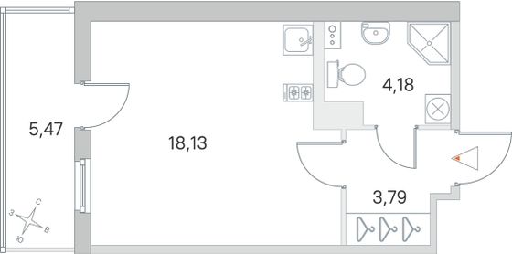 Продажа квартиры-студии 27,7 м², 4/4 этаж