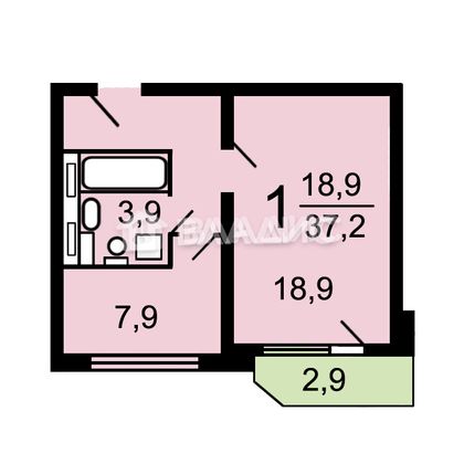 Продажа 1-комнатной квартиры 37,2 м², 9/17 этаж