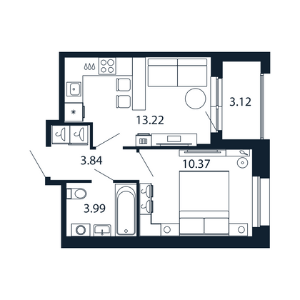 Продажа 1-комнатной квартиры 33 м², 2/12 этаж