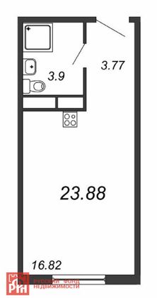 Продажа квартиры-студии 23,9 м², 17/18 этаж
