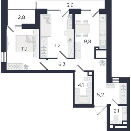 Продажа 2-комнатной квартиры 52,4 м², 19/29 этаж
