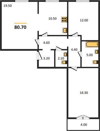Продажа 3-комнатной квартиры 80,7 м², 3/4 этаж