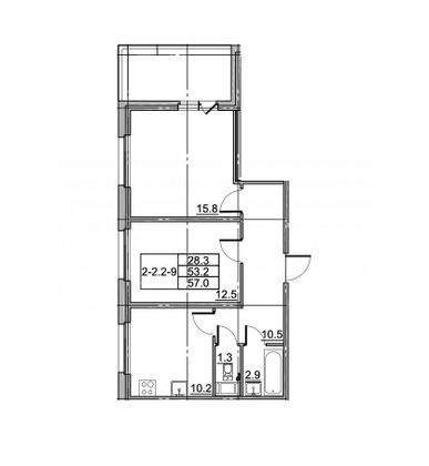 Продажа 2-комнатной квартиры 57 м², 7/19 этаж