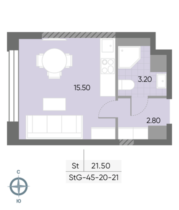 Продажа квартиры-студии 21,5 м², 21/30 этаж