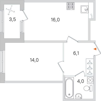 Продажа 1-комнатной квартиры 41,8 м², 1/4 этаж