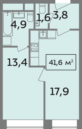 Продажа 2-комнатной квартиры 41,6 м², 11/14 этаж