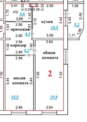 Продажа 2-комнатной квартиры 59,1 м², 2/21 этаж
