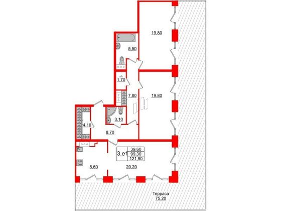 Продажа 2-комнатной квартиры 99,3 м², 7/7 этаж