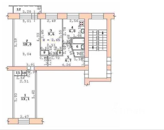 Продажа 3-комнатной квартиры 57,9 м², 2/5 этаж