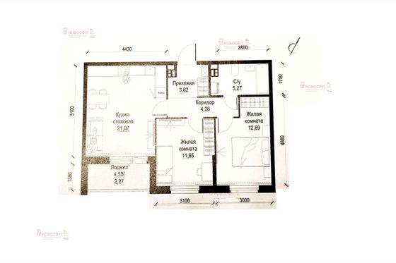 Продажа 2-комнатной квартиры 60,9 м², 2/16 этаж