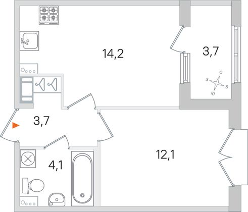 Продажа 1-комнатной квартиры 36 м², 4/4 этаж