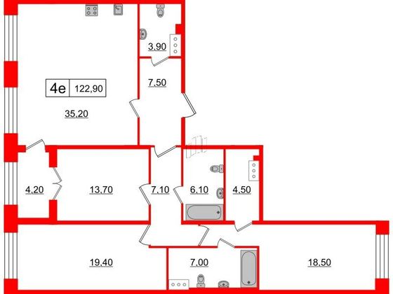 Продажа 3-комнатной квартиры 122,9 м², 5/8 этаж