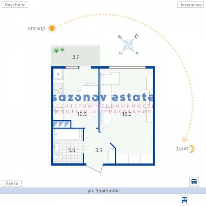 Продажа 1-комнатной квартиры 34,2 м², 7/19 этаж