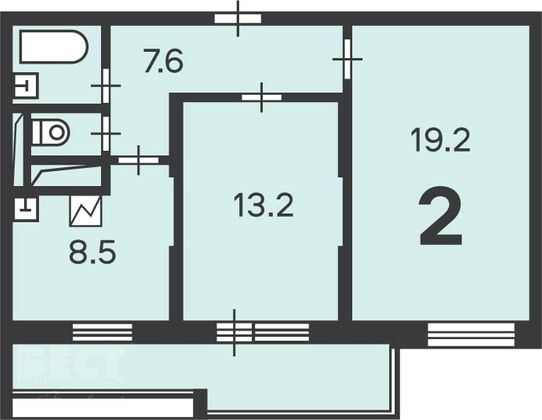 Продажа 2-комнатной квартиры 52,4 м², 6/20 этаж