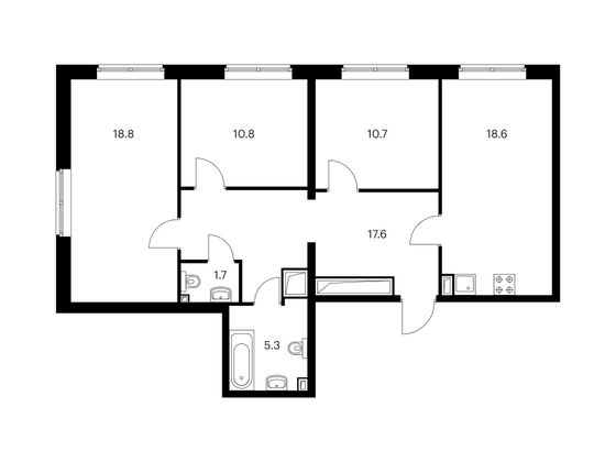 Продажа 3-комнатной квартиры 83,5 м², 1/18 этаж