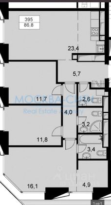 Продажа 3-комнатной квартиры 86,6 м², 52/59 этаж