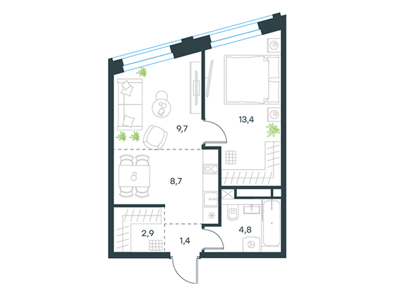 Продажа 2-комнатной квартиры 40,9 м², 23/26 этаж