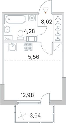 Продажа квартиры-студии 27,5 м², 3/5 этаж