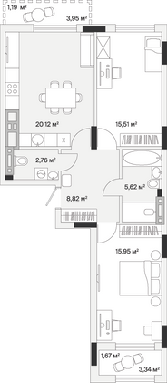 Продажа 2-комнатной квартиры 71,6 м², 7/7 этаж