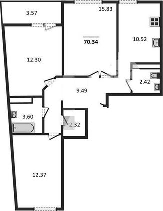Продажа 3-комнатной квартиры 70,3 м², 14/18 этаж