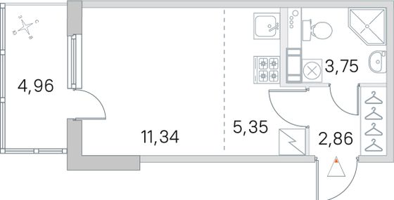 Продажа квартиры-студии 24,8 м², 3/5 этаж