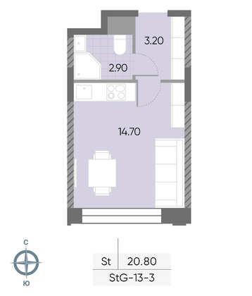 Продажа квартиры-студии 20,8 м², 3/30 этаж