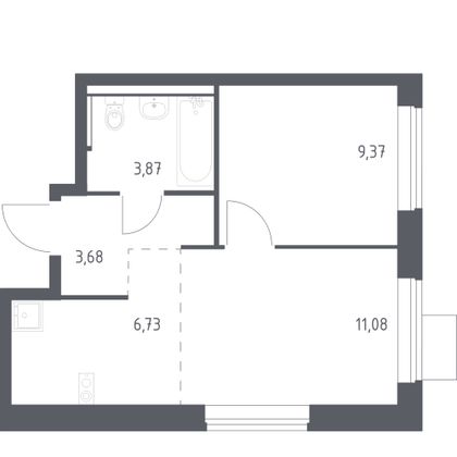 34,7 м², 1-комн. квартира, 6/17 этаж