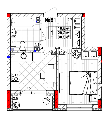 Продажа 1-комнатной квартиры 30,5 м², 2/4 этаж