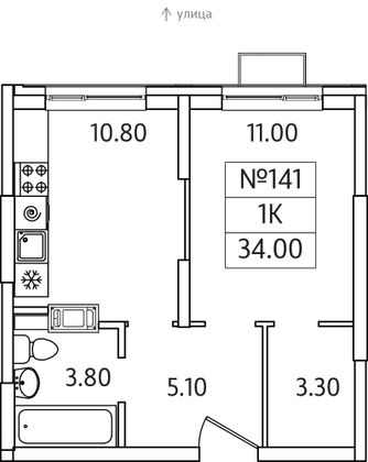 Продажа 1-комнатной квартиры 34 м², 13/25 этаж