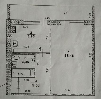 Продажа 1-комнатной квартиры 39 м², 1/9 этаж