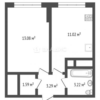Продажа 1-комнатной квартиры 35,4 м², 21/25 этаж
