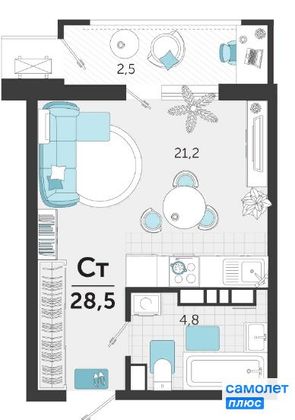 Продажа квартиры-студии 28,5 м², 4/24 этаж