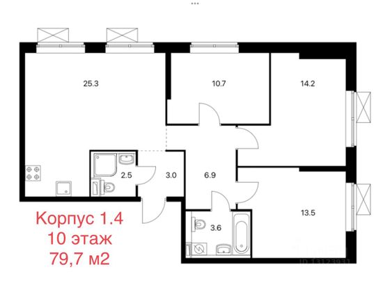Продажа 4-комнатной квартиры 79,7 м², 10/33 этаж