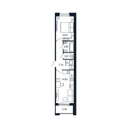 Продажа 1-комнатной квартиры 39 м², 5/12 этаж