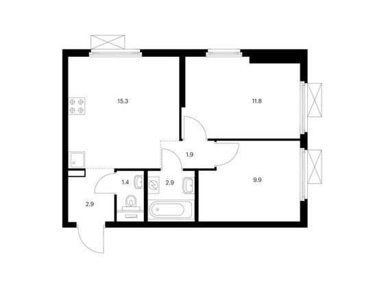 Продажа 2-комнатной квартиры 46,1 м², 7/33 этаж