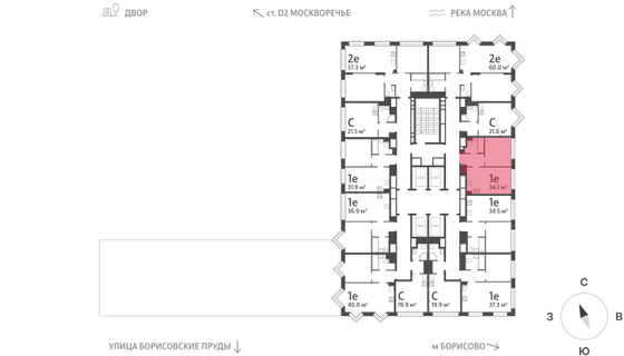 Продажа 1-комнатной квартиры 34,1 м², 23/30 этаж