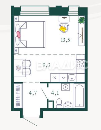 Продажа квартиры-студии 31,6 м², 8/9 этаж