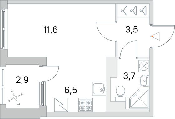 Продажа квартиры-студии 26,8 м², 5/5 этаж