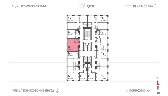 Продажа 1-комнатной квартиры 32 м², 21/30 этаж