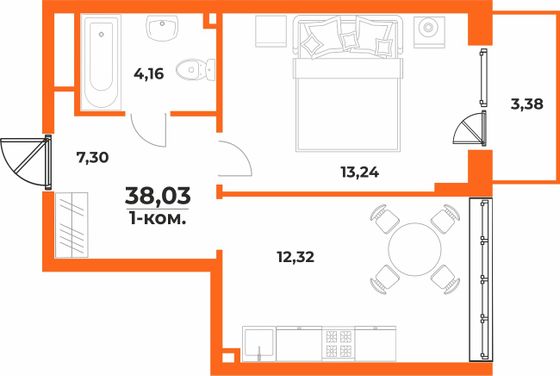 Продажа 1-комнатной квартиры 38 м², 5/10 этаж