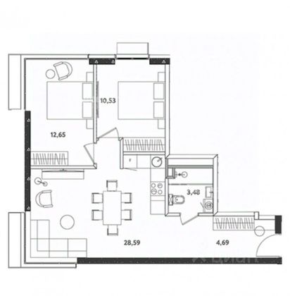 Продажа 2-комнатной квартиры 61,1 м², 19/24 этаж