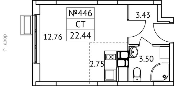 22,4 м², студия, 8/17 этаж