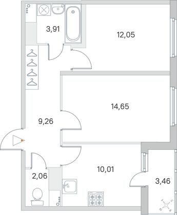 Продажа 2-комнатной квартиры 53,7 м², 6/8 этаж