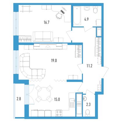 Продажа 2-комнатной квартиры 70,5 м², 5/18 этаж