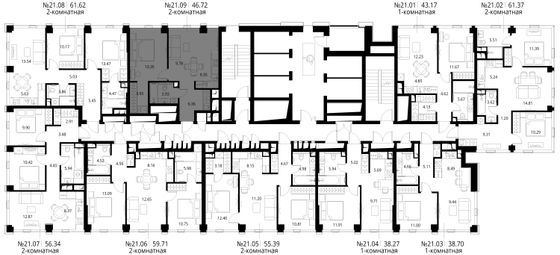 Продажа 2-комнатной квартиры 46,7 м², 21/48 этаж