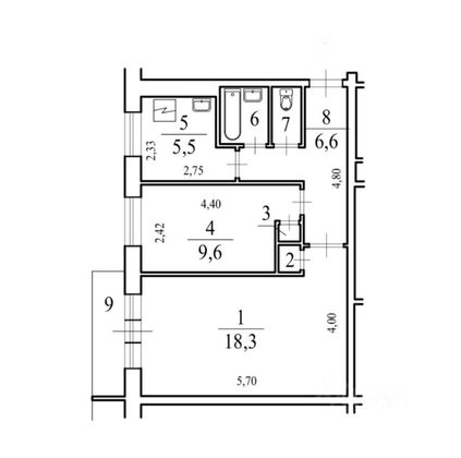 Продажа 2-комнатной квартиры 44,4 м², 2/5 этаж