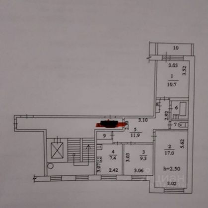 Продажа 3-комнатной квартиры 62,7 м², 2/9 этаж